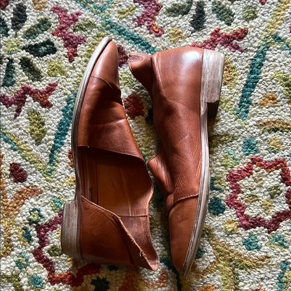 Free People Royale D’orsay Flat Brown Leather Slip-On Shoes - Picture 3 of 8